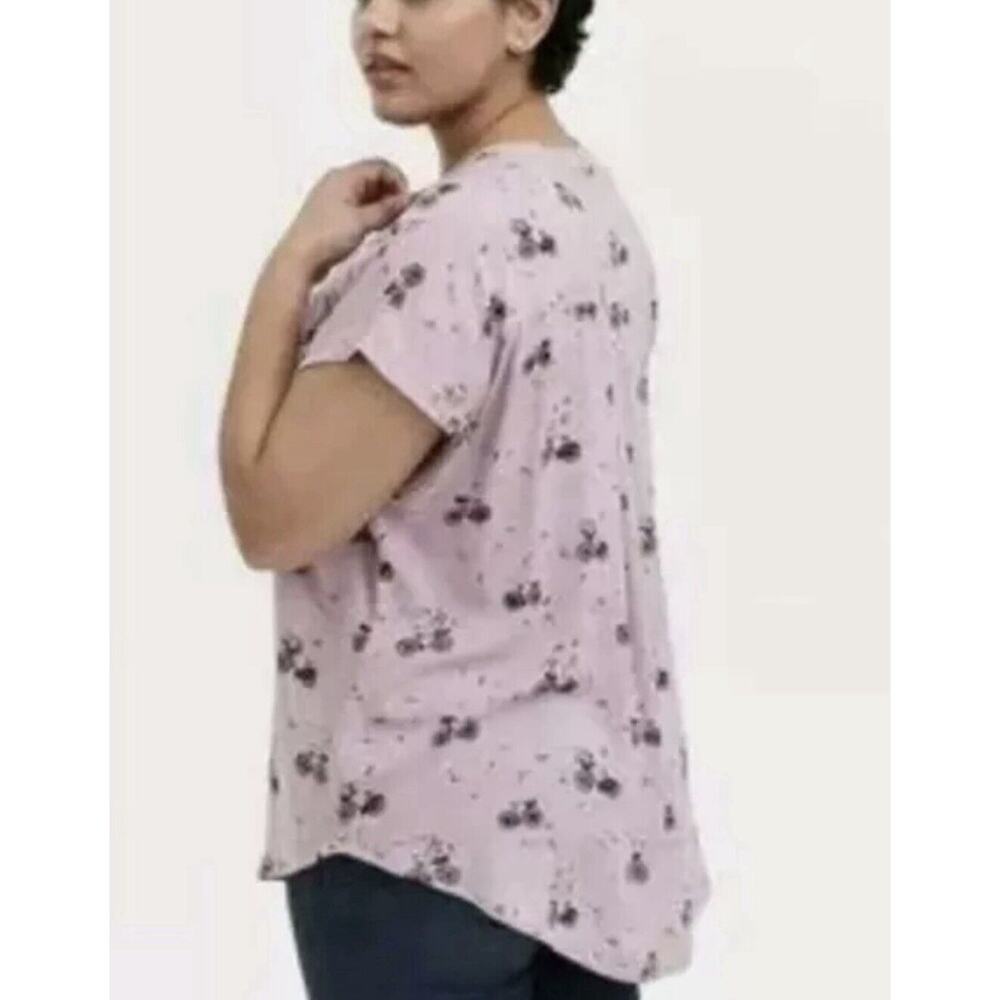 Torrid Womens Size 4 Lavender Pink Bicycle Print Challis Dolman Button Up Shirt - Picture 5 of 9